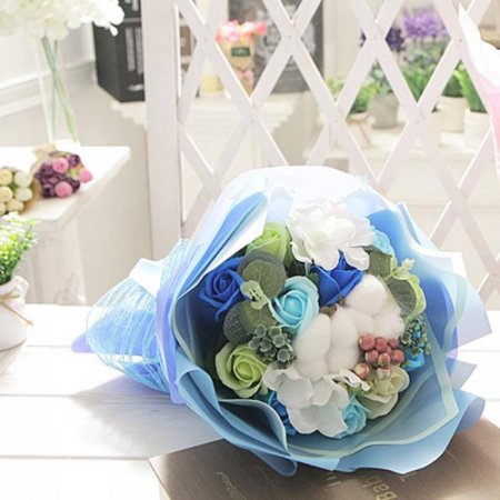 CO 코튼 비누장미 꽃다발 블루 로즈데이 (반품불가)