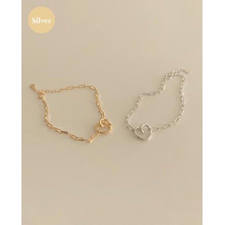 (925 Silver) Pretzels heart bracelet C 05