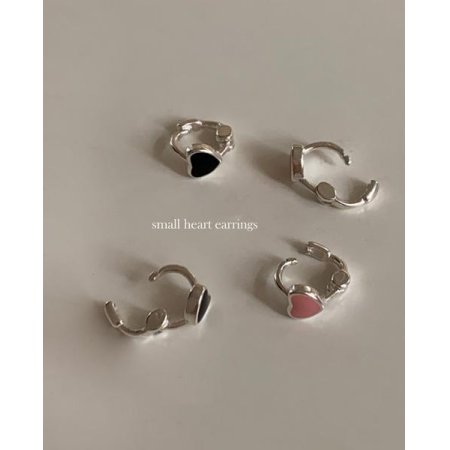 (925 Silver) Small heart earrings E 47