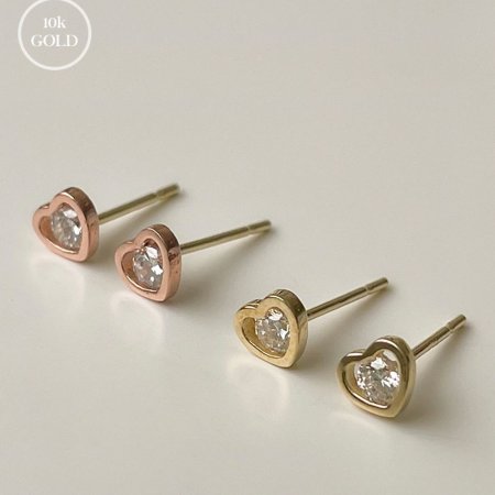 (10k gold) Heart mini earrings E 120